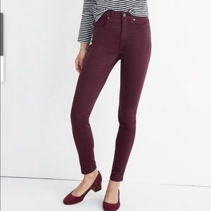 Madewell Skinny Sateen Jeans in Deep Plum/Burgundy